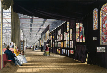 Painted glass gallery at the Great Exhibition  Crystal Palace  1851.