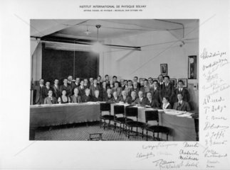 Group photograph from the Solvay Physics Conference  Brussels  1933.