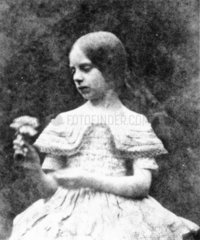 Rosamund holding a flower  c 1844.
