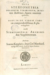 Title page of ‘Nova stereometria’  on integral calculus  1615.