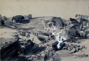 Blasting rocks  Linsdale  Buckinghamshire  1830s.