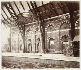 Platform at St Pancras Station  London  1868.