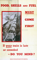 ‘Food  Shells and Fuel Must Come First  REC poster  1939-1945.