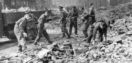 Soldiers clearing bomb damage  Liverpool  1941.