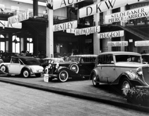 Auto-Union motor car stand at an exhibition  Paris  France  1934.