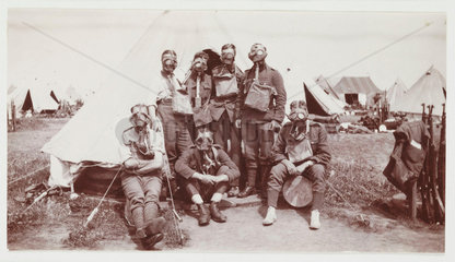 British soldiers wearing gas masks  1917.