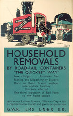 ‘Household Removals'  GWR/LMS/LNER/SR poster  1923-1947.