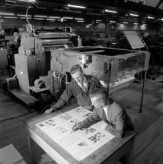 Dawson rotary printing machine with operator and sheet inspector. Leeds.