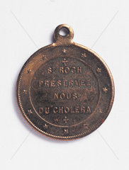 Brass amulet designed to protect against cholera  French  1820-1880.