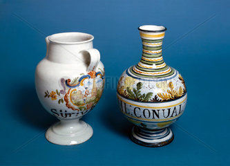 Two pharmacy jars  18th century.