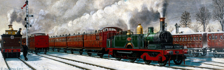 North London Railway train leaving Richmond for London  1870.