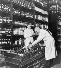 Men working at the Royal Air Force pharmacy