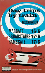 ‘Day Trips by Train'  BR (SR) poster  c 1950s.