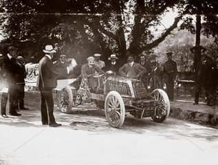 C S Rolls in his 80 hp Mors Racer at the two mile speed trial  Cork  Ireland  1903.