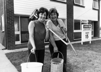 Cleaners outside the ‘15-Day House’  August 1975.