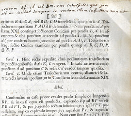 Handwriting on page of Newton's 'Principia Mathematica'  1687.