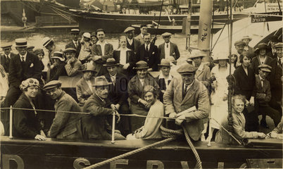Holidaymakers on a boat  England  c 1920s.