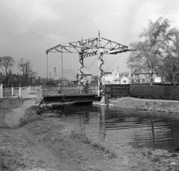 Old pulleys on the canal at Grantham  Lincolnshire  1950.