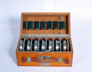 Box containing rotors for the four-rotor German Enigma machine  MK 4  1942.