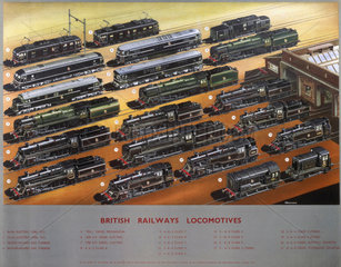 ‘British Railways Locomotives'  BR poster  c 1950s.