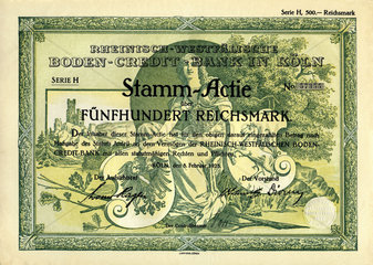 Stammaktie der Rheinisch-Westfaelischen Boden-Credit Bank  1928