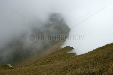Pilatus Kulm  Schweiz  Berggipfel im Nebel