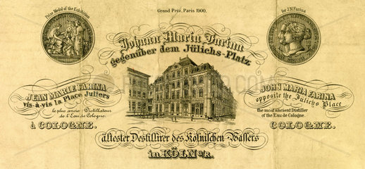 Johann Maria Farina  Briefkopf  Koeln  1902