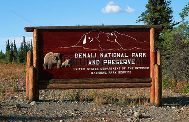 McKinley Park  USA  Schild des Denali-Nationalpark
