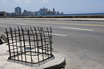 Baustelle an der Malecón in Havanna