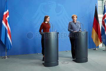 Berlin  Deutschland - Bundeskanzlerin Angela Merkel und die Premierministerin der Republik Island  Katrín Jakobsdottir.