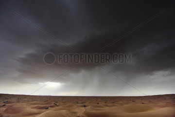 Dubai  Vereinigte Arabische Emirate  Regen in der Wueste
