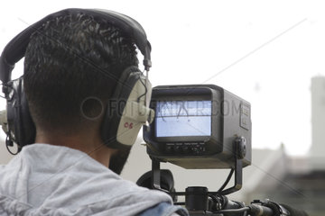Doha  Kameramann bei der Arbeit auf einem Dressurturnier