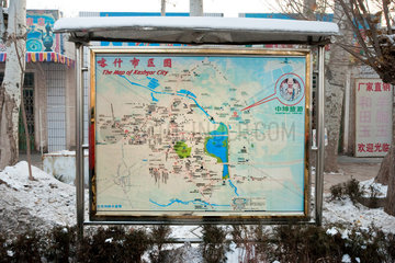 Kashgar  Provinz Xinjiang: Tafel mit einem Stadtplan