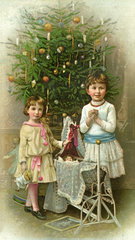Kinder bei der Bescherung  Weihnachten  1898