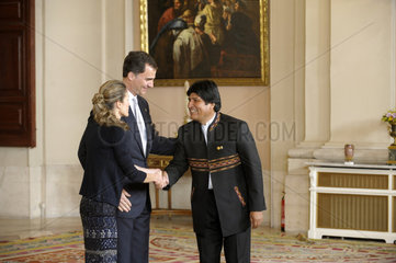 Letizia + Felipe + Evo Morales