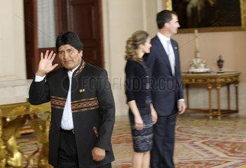 Evo Morales + Letizia + Felipe