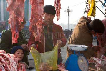 Kashgar  Fleischmarkt | Kashgar  meat market