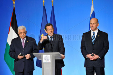 Abbas + Sarkozy + Olmert
