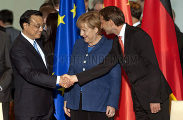 Li Keqiang + Merkel + Schweitzer