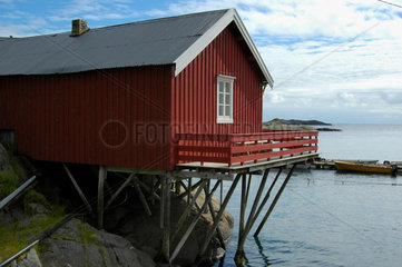 Fischerhuetten  Ferienhaeuser (Rorbuer) auf den Lofoten  Norwegen.