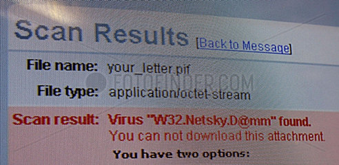 Virus Meldung bei einer E-Mail.