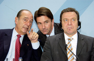 Gerhard Schroeder  Bela Nicolai Anda und Jacques Chirac