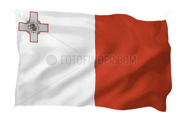 Fahne von Malta (Motiv A; mit natuerlichem Faltenwurf und realistischer Stoffstruktur)