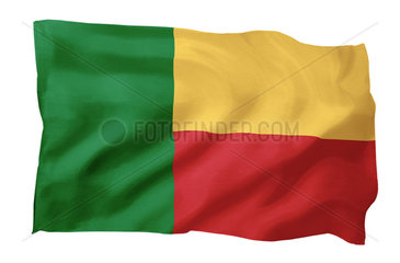 Fahne von Benin (Motiv A; mit natuerlichem Faltenwurf und realistischer Stoffstruktur)