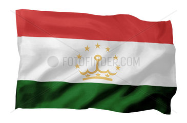 Fahne von Tadschikistan (Motiv A; mit natuerlichem Faltenwurf und realistischer Stoffstruktur)