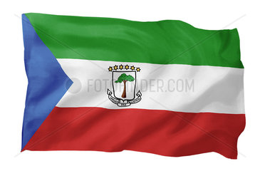 Fahne von Aequatorialguinea (Motiv A; mit natuerlichem Faltenwurf und realistischer Stoffstruktur)
