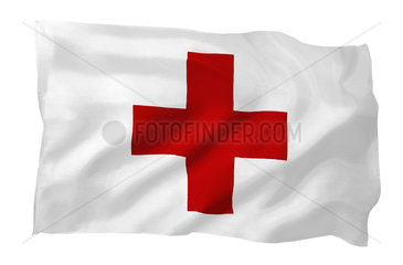 Fahne des Roten Kreuzes (Motiv A; mit natuerlichem Faltenwurf und realistischer Stoffstruktur)