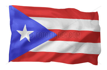 Fahne von Puerto Rico (Motiv A; mit natuerlichem Faltenwurf und realistischer Stoffstruktur)