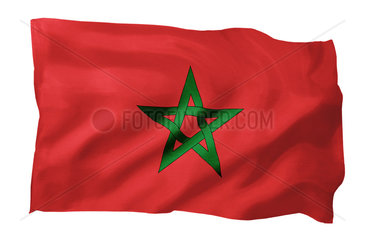 Fahne von Marokko (Motiv A; mit natuerlichem Faltenwurf und realistischer Stoffstruktur)
