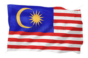 Fahne von Malaysia (Motiv A; mit natuerlichem Faltenwurf und realistischer Stoffstruktur)